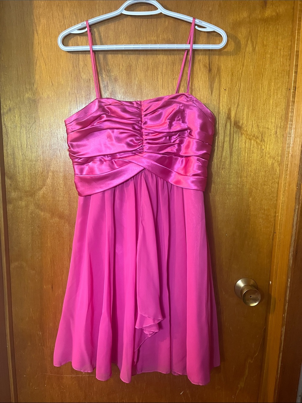 Jessica McClintock Hot Pink Spaghetti Strap Midi Dress 9